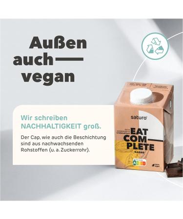 Saturo Cocoa Drinking Meal - Vegan Astronaut Food with Protein & Nutrients | 6x500ml | 500kcal Per Pack - Buy Online on SooperMarket.com