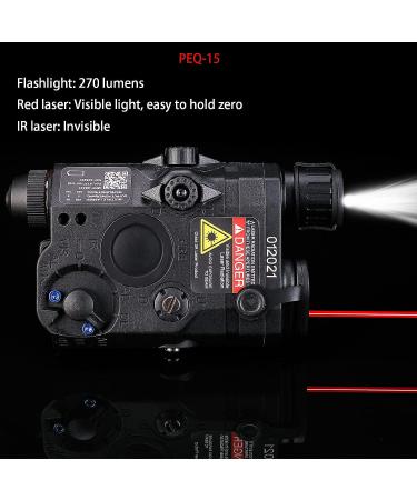 Ratulie Upgraded Airsoft PEQ 15 Box with IR Laser, Red Laser Sight, and White LED Flashlight - Black | Compatible with AEG, GBB, CQB | 20mm Picatinny Rail Mount - Buy Online on SooperMarket.com