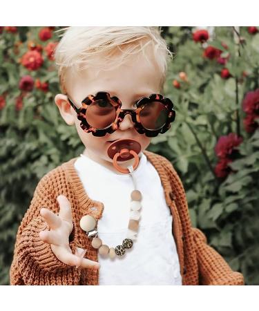 Kowlone Leopard Silicone Pacifier Chain Clips for Baby Girls - 2-Pack Dummy Holder for Baby Shower - Buy Online on SooperMarket.com