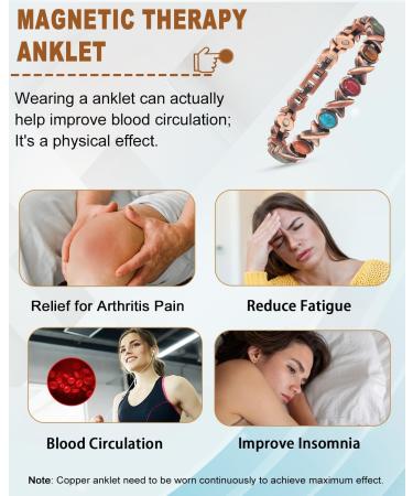 EnerCoppeX Copper Ankle Bracelet for Women Magnetic Pure Solid 99.99% Copper Lymph Detox Anklet 3500 Gauss Effective Magnet (CAC-0176) - Buy Online on SooperMarket.com