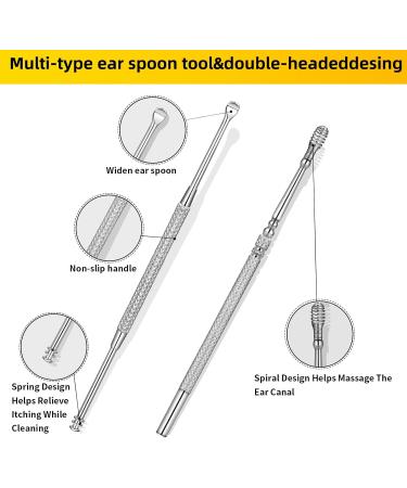 9 Pcs Ear Pick Earwax Removal Kit Ear Cleansing Tool Set Ear wax Removal Tool Ear Curette Ear Wax Remover Tool with a Cleaning Brush and Storage Box Medical Grade for Children and Adults Silver - Buy Online on SooperMarket.com