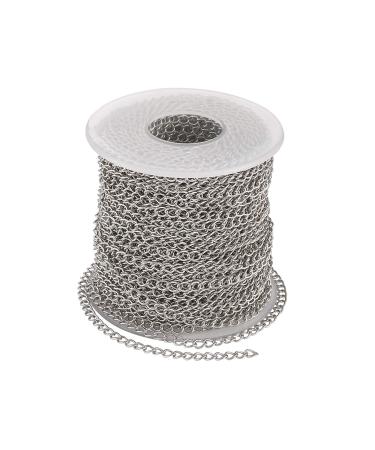 Pandahall 82 Feet/25M Soldered 304 Stainless Steel Curb Chains 4x3x0.6mm Stainless Steel Color Plated for Jewelry Making 0Chains- 4x3x0.6mm- 82 feet