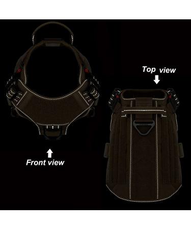 Icefang Tactical Dog Harness - Large, Reflective Brown - 2X Metal Buckle, MOLLE Vest with Handle, Front Leash Clip - No Pulling, Hook and Loop Panel - Best for Working Dogs - Buy Online on SooperMarket.com