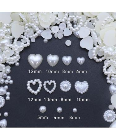 YAEISM 550Pcs Creamy White Pearl 3D Nail Charms - Assorted Shapes for Nail Art and Jewelry DIY - Buy Online on SooperMarket.com