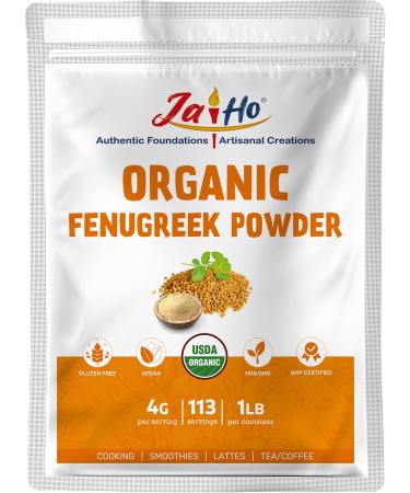 Certified USDA Organic Fenugreek Powder - 1 LB - Gluten Free, Vegan, Non-GMO - Resealable Zip Lock Pouch - By Jai Ho