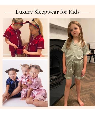 SWOMOG Kids Silk Pyjamas Set - Short Sleeve Satin PJs for Boys and Girls | Button-Down Silky Nightwear for Children and Teens | Ages 4-16 | Champagne - 4-5 Years - Buy Online on SooperMarket.com