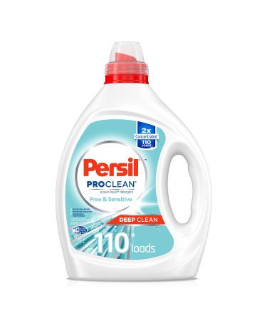 Persil Laundry Detergent Liquid, Free and Sensitive, Unscented and Hypoallergenic for Sensitive Skin, 2X Concentrated, 110 Loads