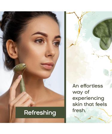 Jade Face Roller & Gua Sha Massage Tool Set - Premium Skin Care Gift for Radiant Skin - Buy Online on SooperMarket.com
