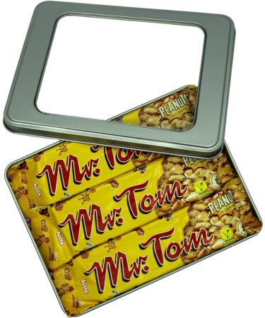 Mr Tom Peanut Brittle Bars Nut Vegan Hamper x 12 Bars and TinTastic Silver Window Lid Refillable Tin - Buy Online on SooperMarket.com