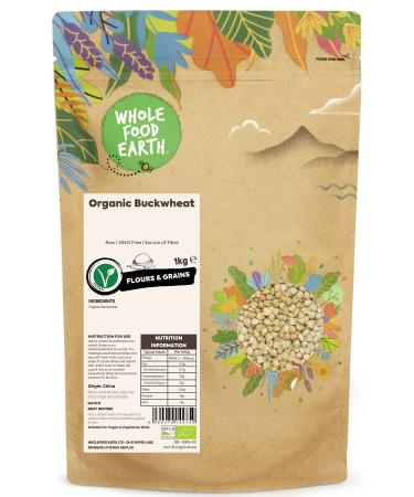 Wholefood Earth Organic Buckwheat 1 kg | GMO Free | Vegan | Source of Fibre | Certified Organic 1kg