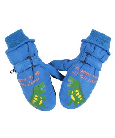 XIAOHAWANG Kids Ski Gloves Baby Boys Winter Dinosaur Glove Toddler Girls Waterproof Mittens 2-8 Years Royal Blue 2-4 Years