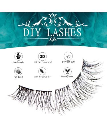 SISILILY 45 Cluster Lashes C Curl DIY Eyelash Extension Kit | Reusable 3D False Eyelashes with Glue and Tweezer | 10/12/14/15/16mm Length | DM04 - Buy Online on SooperMarket.com