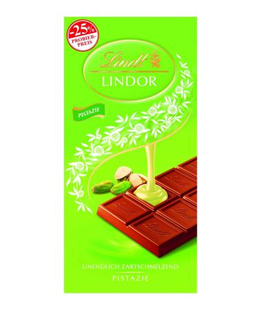 Lindt chocolate pistachie promotion 10 x 100 g blackboard finest whole milk chocolate with infinitely delicate filling filling with pistachio taste chocolate panel chocolate gift pistachie 100 g