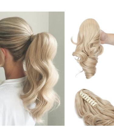 Silk-co Hair Ponytail Extension Clip in Ponytail Hair Extensions Claw Clip Ponytail Hair Extensions Curly Ponytail Extension 12" Dark Blonde mix Bleach Blonde 12 Inch Dark Blonde mix Bleach Blonde
