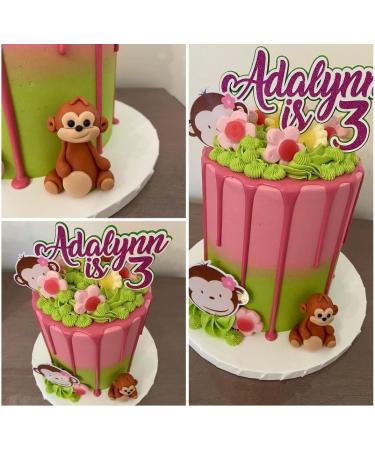 Personalised Monkey Cake Topper - Edible Fondant Safari Jungle Cupcake Decorations with an Edible Glue - Kids Birthday Supplies - Buy Online on SooperMarket.com