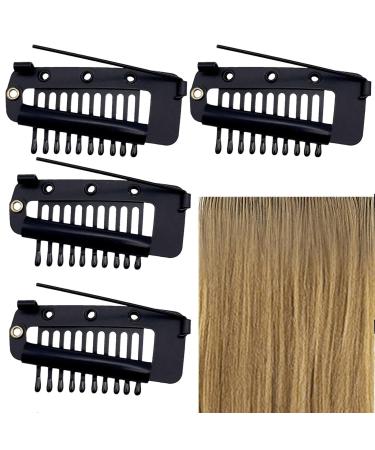 4 pieces of hair extension clamps metal wigs clinging clinging snap small snap wing brackets 10 teeth comb brackets for women's hair extensions 4 black
