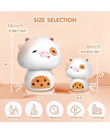 Mewaii 14'' Cow Mushroom Plushie Toy - Cuddly Milk Tea Cow Stuffed Animal for Kids | Soft and Squishy 14 Inch Plush - Buy Online on SooperMarket.com