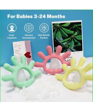 Buy Silicone Teething Bite Ring for Babies - 2-Pack | Toddler Teeth Relief | Perfect Shower Gifts - Green & Pink - Buy Online on SooperMarket.com