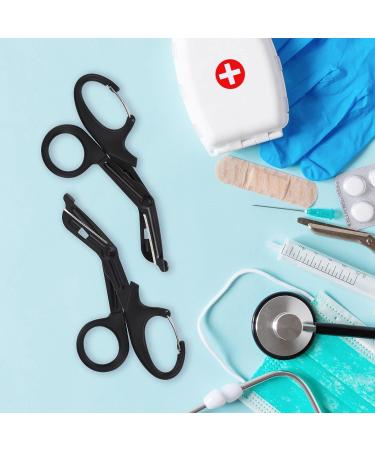 MOVOCA 7.5 Medical Scissors with Carabiner - Bandage Trauma Shears for Doctors, Nurses, EMT, EMS - Stainless Steel, Non-Stick Blades - Black - Buy Online on SooperMarket.com