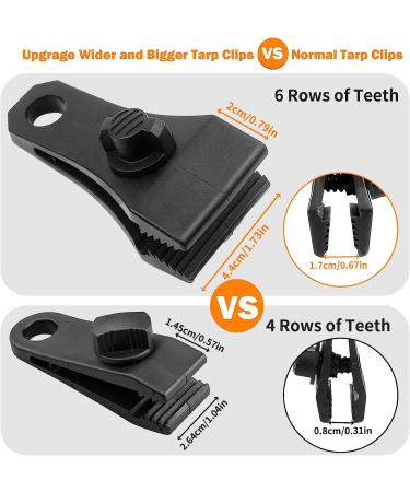 TEANTECH Tarp Clips with Carabiner Kit - Heavy Duty Lock Grip Camp Tent Clamp Clips - 20pcs Black Upgrade for Outdoor Camping and Canopies - Buy Online on SooperMarket.com