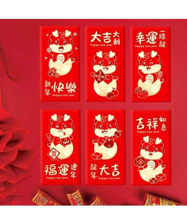 6 Pieces Chinese New Year Red Envelopes Lucky Money Envelope 2024 Dragon Hongbao Hong Bao for Spring Festival Birthday A Style A - Buy Online on SooperMarket.com
