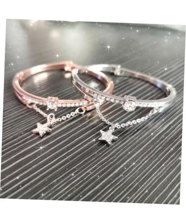 MAGICLULU Star Hand Jewelry Gemstone Bracelets Cuff Bracelet Sun and Moon Bracelet Star Women Bracelet Womens Bracelets Bracelet for Women Crystal Bead Bracelet Pendant Miss Vintage Silver 19.5*1.2cm - Buy Online on SooperMarket.com