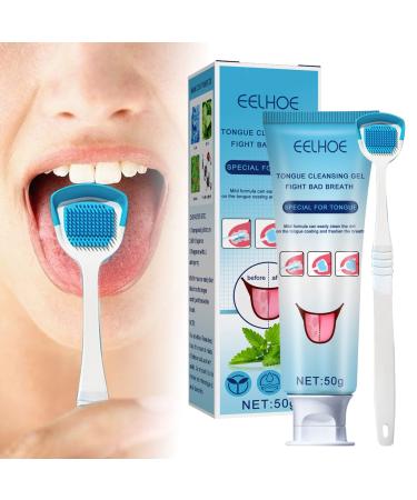 Facynde tung gel and brush |Tongue cleaner-gel mouth cleaning set-tongue covering cleaning gel with mint tongue scrap and cleaner.Healthy oral breathless to remove bad breath