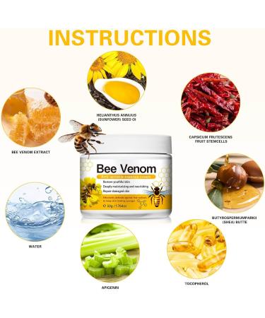 Bee Venom Anti-Wrinkle Cream Bee Venom Cream for Face Anti-Wrinkle Hydrating Moisturising Reduces Fine Lines Lightens The Skin 50g - Buy Online on SooperMarket.com