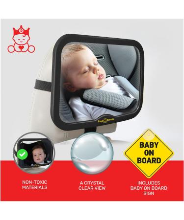 Royal Rascals Baby Car Mirror Safest Shatterproof Back Seat Mirror For Car Crystal Clear Rear View Car Mirror For Baby Baby Car Seat Mirror Car Seat Accessories incl Baby on Board Sign Black - Buy Online on SooperMarket.com