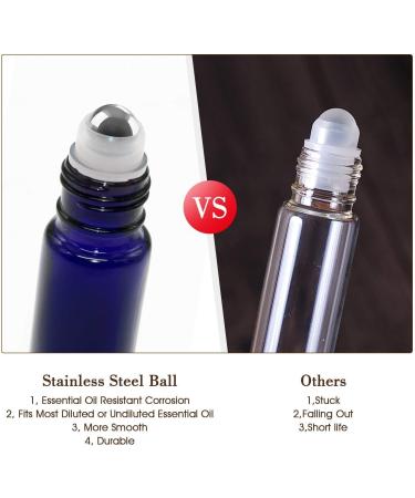 Alledomain 10Pcs 10ml Essential Oils Roller Bottles - Cobalt Blue Glass Rollers with Stainless Steel Balls | International Shipping Available - Buy Online on SooperMarket.com