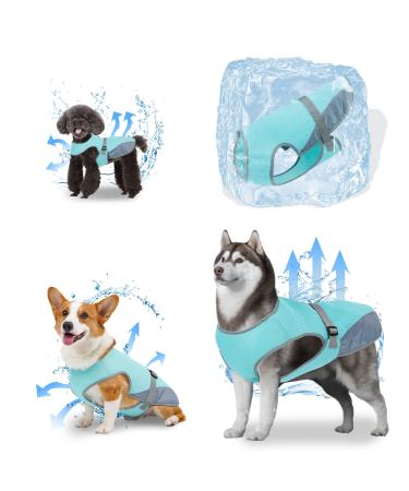 oUUoNNo Dog Cooling Vest Cooling Vest for Dogs Dog Cooling Jacket Pet Cooling Vest Breathable Mesh Ice Vest Adjustable Straps Cool Vest for Small Medium and Large Dogs (Medium Blue) Medium Blue