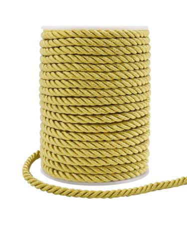 Tenn Well 5mm Twisted Cord Trim, 59 Feet Gold Decorative Rope for Curtain Tieback, Upholstery, Honor Cord, Home Decor