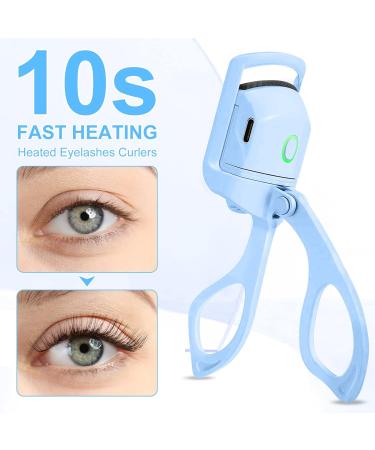 Rechargeable Heated Eyelash Curler - Quick Easy & Natural Curls | Handheld Electric Rizador de Pesta as (Blue) | Long-Lasting Makeup Solution - Buy Online on SooperMarket.com