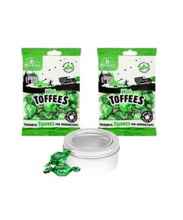 Toffee Sweets Walkers Nonsuch Mint Flavour x 2 Bags 150g each Bundle with TinTastic Silver Window Lid Refillable On-the-Go Travel Tin