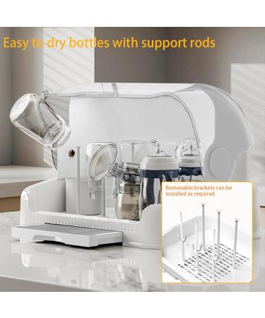 Bottle Sealing Discs Large Bottle Drying Rack with Cover & Removable Drain Tray Dustproof Baby Bottle Organizer Portable Baby Bottle Rack Dryer Grey - Buy Online on SooperMarket.com