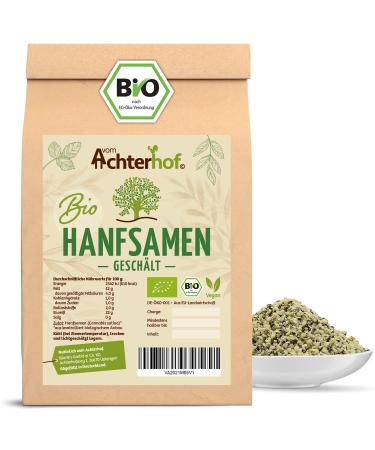 Hemp seeds peeled organic 500g |nutty taste |protein -containing Hemp Seeds |Hemnuts from controlled organic cultivation |Bio -bay seeds for cooking baking and pure snacks |from the Achterhof 500 g (1 Pack)