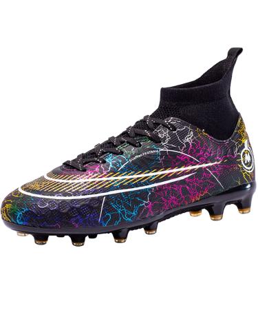 CSGKAG soccer shoes men High Top Spike Cleats Training shoes Outdoor Professional football shoes children boys FG/AG Sport football shoes 35 EU black