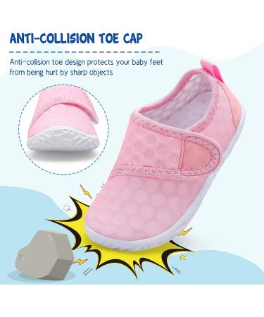 LeIsfIt Toddler Water Shoes - Quick-Dry Aqua Socks for Boys and Girls | Lightweight Non-Slip Swim Shoes for Kids | Breathable Beach Shoes - Size 7 Toddler (Pink) - Buy Online on SooperMarket.com