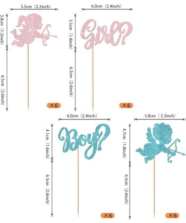 Rsstarxi 24 Pack Valentine's Day Gender Reveal Cupcake Toppers Glitter Boy or Girl Cupcake Toppers Pink or Blue Valentines Cupid Cupcake Picks for Baby Shower Gender Reveal Party Cake Decorations Design 21 - Buy Online on SooperMarket.com