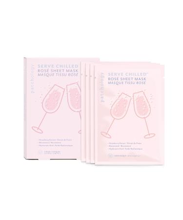 Patchology Facial Sheet Masks - Men & Women Face Masks Skincare Sheet for Brightening, Moisturizing & Hydrating Skin in 5 Minutes - Best Face Sheets Moisturizer (4 Count) Rosé