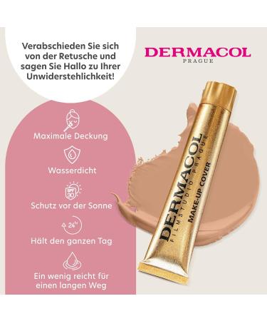 Dermacol Full Coverage Foundation - Matte Liquid Makeup with SPF 30 | Waterproof for Oily Skin & Dark Circles | Long-Lasting 30g (Color - 221) - Buy Online on SooperMarket.com