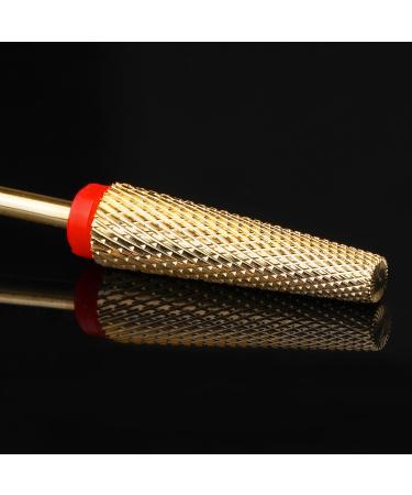 Super Long 5 in 1 Nail Drill Bit Fine F Two-way Rotation Carbide Tungsten Bits for 3/32'' Nail Drill Professional Nail Drill Bit for Acrylic Long Nails Polishing Manicure Pedicure Gold