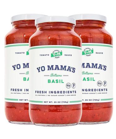 Keto Tomato Basil Pasta and Spaghetti Sauce by Yo Mama's Foods - Pack of (3) - No Sugar Added, Low Carb, Low Sodium, Vegan, Gluten Free, Paleo Friendly, and Made with Whole, Non-GMO Tomatoes Tomato Basil 1.56 Pound (Pack o…
