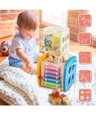 All Kids United Wooden Plug-In Cube Toy | Motor Skills & Design Recognition | Educational Puzzle Sorting for Enhanced Concentration - Buy Online on SooperMarket.com