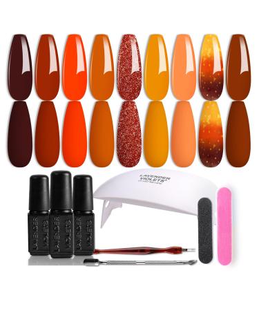 Lavender Violets 19 Pcs Gel Nail Polish With Trendy Explosive Flash Temperature change Party Colours 6W LED Nail Lamp Dryer Soak Off UV Base Coat Matte n No Wipe Top Coat Manicure Tools Kit R683 Twilight forest