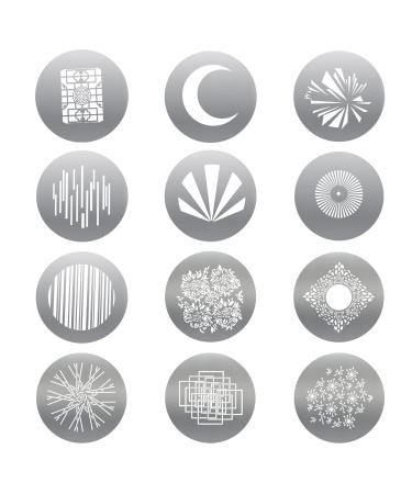 Soonpho 12-Pack Round GOBO Kit 66mm Metal Plate with Different Patterns Works with Godox SA/VSA Spotlight Attachment and Soonpho OT1 Pro II III Optical Snoot to Create Different Lighting Effects