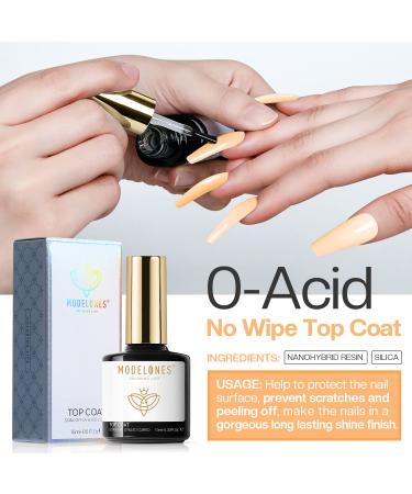 Modelones Gel Top Coat 10ML - High Gloss No Wipe Top Coat for Long-Lasting Home Manicure | Gift Box Included - Buy Online on SooperMarket.com