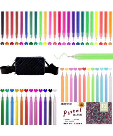 Gel Pens Set 60 Pcs Fine Tip Pens with 48 Color Glitter Gel Pens with Package and 12 Color Pastel Gel Pens with 150% More Ink for Kids Adults Coloring Books Drawing Doodling Crafts Scrapbooks Bullet
