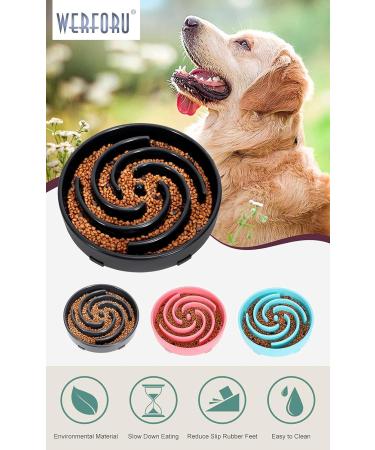Large Pet Slow Feeder Dog Bowl - Interactive Puzzle Feeding Bowl for Healthy Eating - Non-Skid Bloat Stop Design in Black - Buy Online on SooperMarket.com
