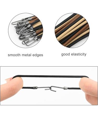 24 Pieces Stretch rope hair hooks pill hair hooks double hook hair rope hair coiffure hooks Ponytail Hooks Elastic Bands Hair Styling Hair Bungee Cords With Hooks Elastic Black + Coffee + Apricot - Buy Online on SooperMarket.com